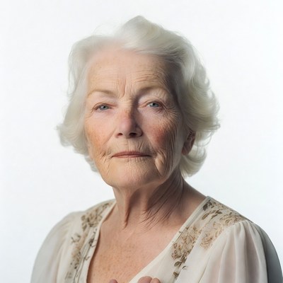 Elderly woman with white hair
