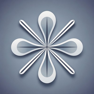 White Abstract Flower on Gray Background