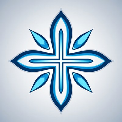 Blue Ornate Fleur-de-lis Symbol