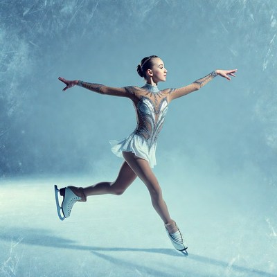 Young woman figure skating