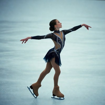 Girl figure skating on ice