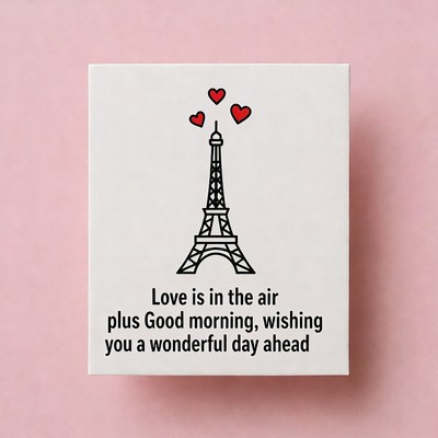 Eiffel Tower with Hearts Good Morning Card
