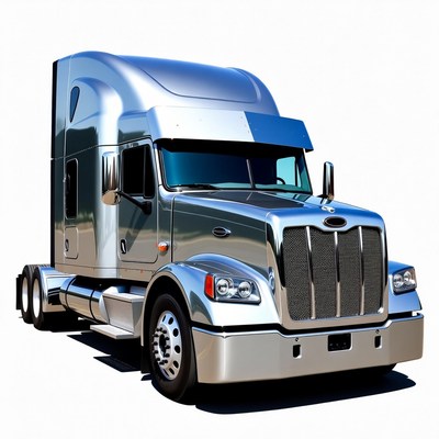 Shiny Silver Semi Truck