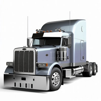 Silver Peterbilt Semi Truck