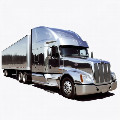 Shiny Silver Semi Truck