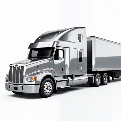 Silver Peterbilt Semi Truck