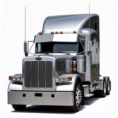 Shiny Silver Semi Truck
