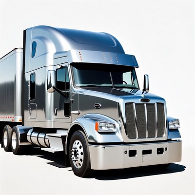 Shiny Silver Semi Truck