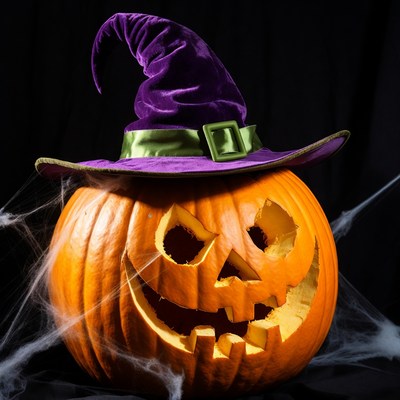 Jack-o-lantern with witch hat