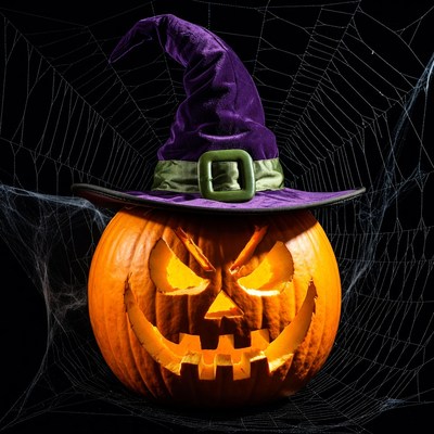 Jack-o-lantern with witch hat