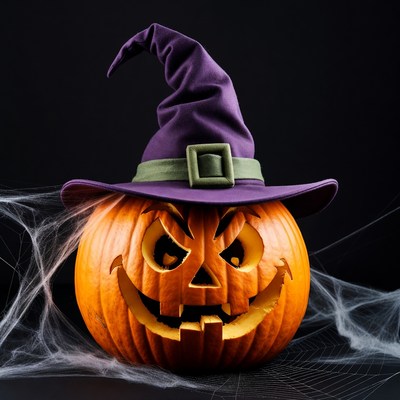 Jack-o-lantern with witch hat