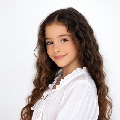 Young girl with curly brown hair