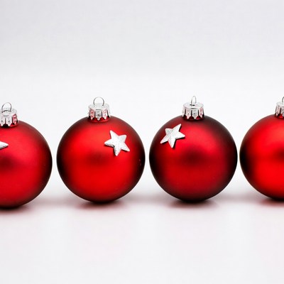 Red Christmas Ornaments with Silver Stars