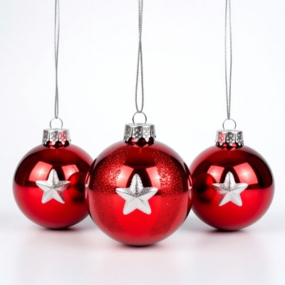 Three Red Star Christmas Ornaments