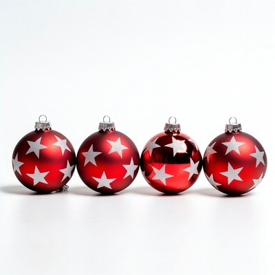 Four Red Star Christmas Ornaments