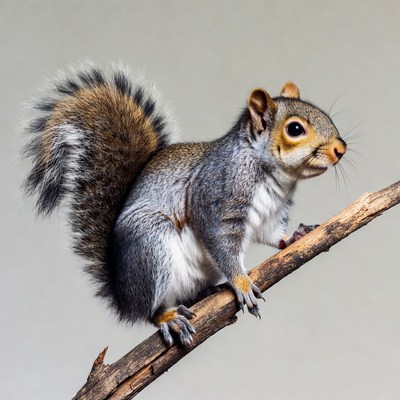 Gray squirrel on branch
