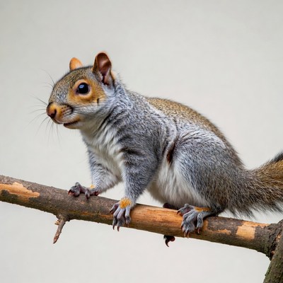 Gray squirrel on branch