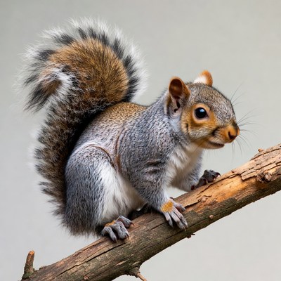 Gray squirrel on branch