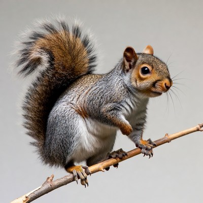 Gray squirrel on branch