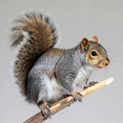 Gray squirrel on branch