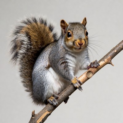 Gray squirrel on branch