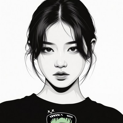 Asian woman with green monster shirt