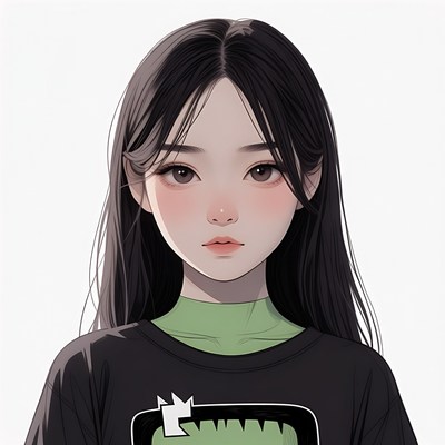 Anime girl with green collar