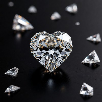 Heart Shaped Diamond with Surrounding Gems