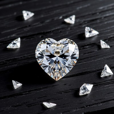 Heart Diamond Surrounded by Trilliant Diamonds
