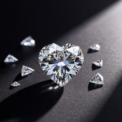 Heart-Shaped Diamond with Surrounding Diamonds