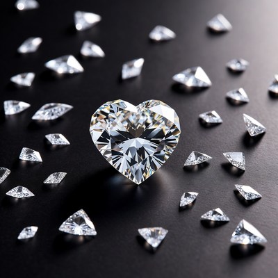 Heart-Shaped Diamond on Black Background