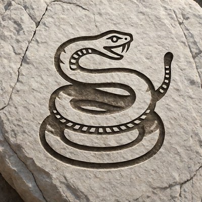 Carved Snake on Rock