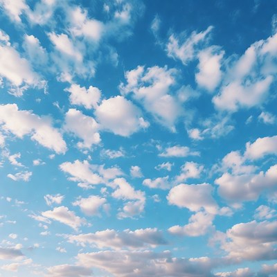 Fluffy white clouds in blue sky