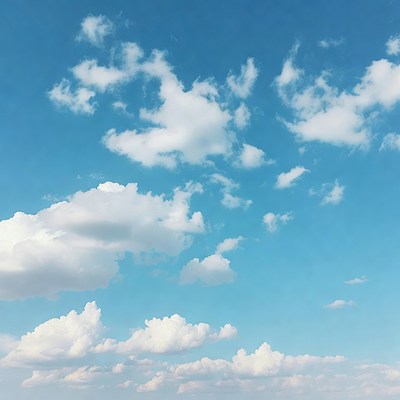 Fluffy white clouds in blue sky