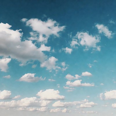 Fluffy white clouds in blue sky