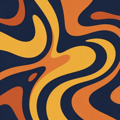 Abstract Navy Yellow Orange Waves