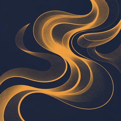 Golden Swirling Lines on Dark Background