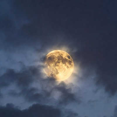 Bright Full Moon in Night Sky