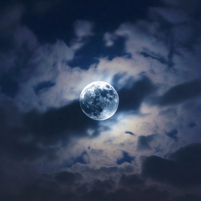 Full Moon in Night Clouds