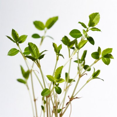 Fresh green seedlings on white background