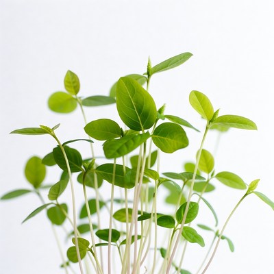 Fresh green seedlings on white background
