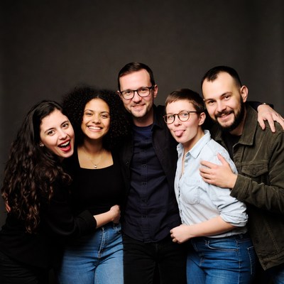 Diverse group smiling together
