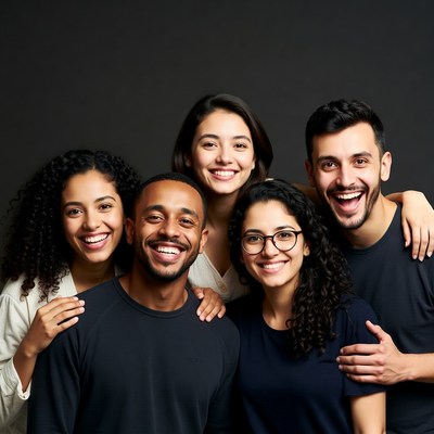 Diverse group smiling together