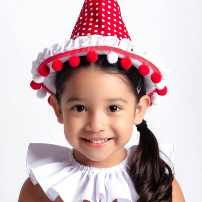 Asian girl in red polka dot sombrero