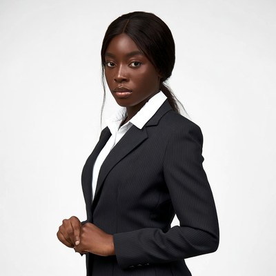 African-American woman in black suit