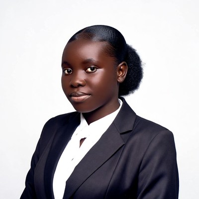 African woman in black suit