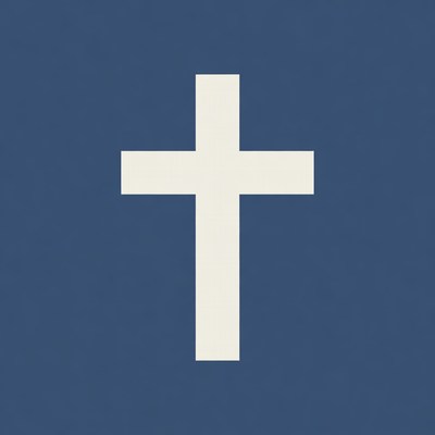 White Cross on Navy Blue Background