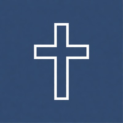 White Cross on Navy Blue Background