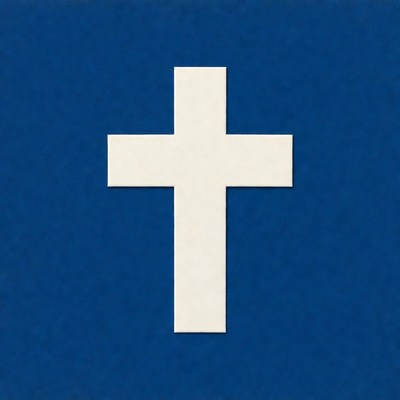White Cross on Blue Background