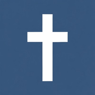 White Cross on Blue Background